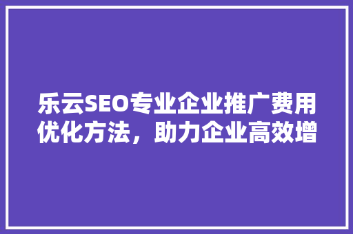 乐云SEO专业企业推广费用优化方法，助力企业高效增长