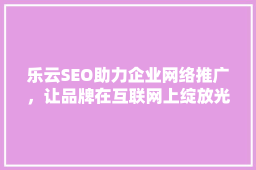 乐云SEO助力企业网络推广，让品牌在互联网上绽放光彩
