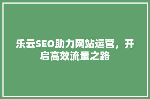乐云SEO助力网站运营，开启高效流量之路