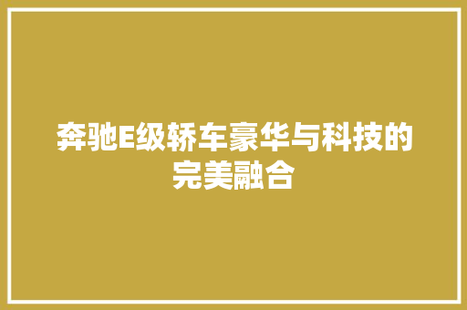 奔驰E级轿车豪华与科技的完美融合