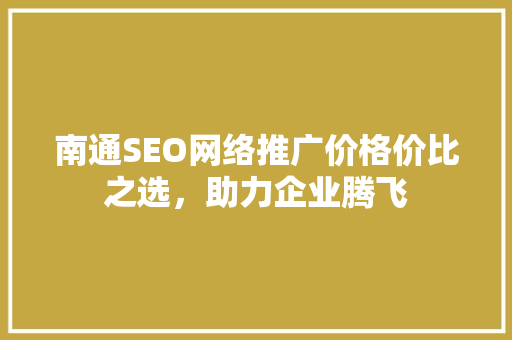 南通SEO网络推广价格价比之选，助力企业腾飞