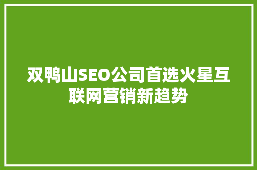 双鸭山SEO公司首选火星互联网营销新趋势