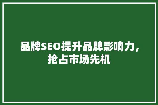 品牌SEO提升品牌影响力，抢占市场先机