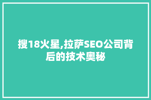 搜18火星,拉萨SEO公司背后的技术奥秘