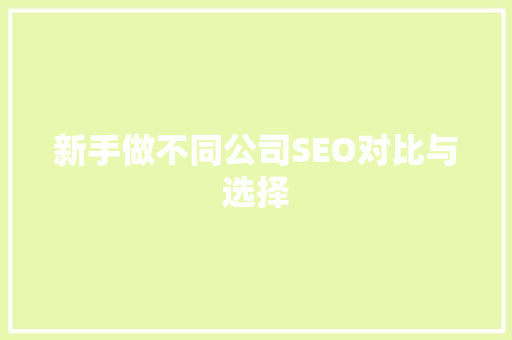 新手做不同公司SEO对比与选择