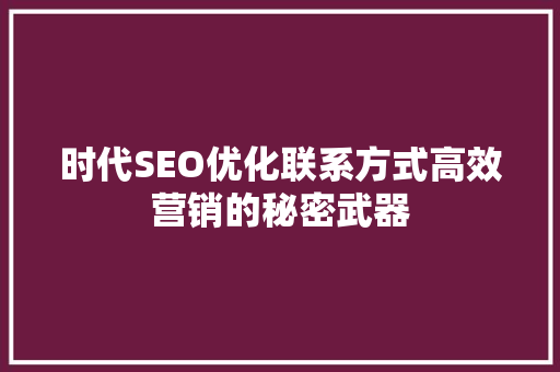时代SEO优化联系方式高效营销的秘密武器