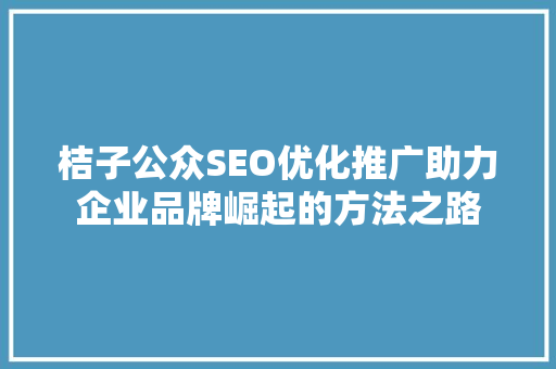 桔子公众SEO优化推广助力企业品牌崛起的方法之路
