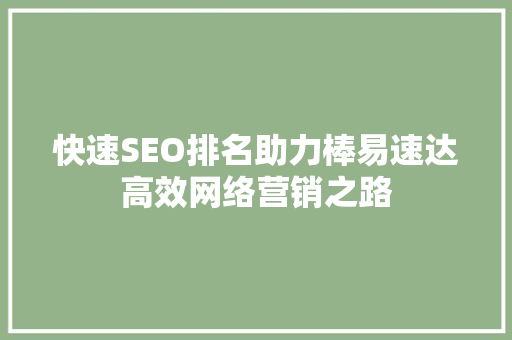 快速SEO排名助力棒易速达高效网络营销之路