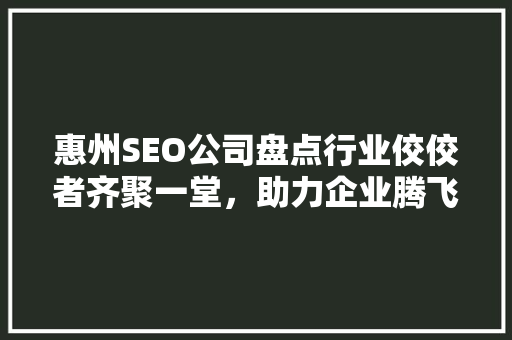 惠州SEO公司盘点行业佼佼者齐聚一堂，助力企业腾飞