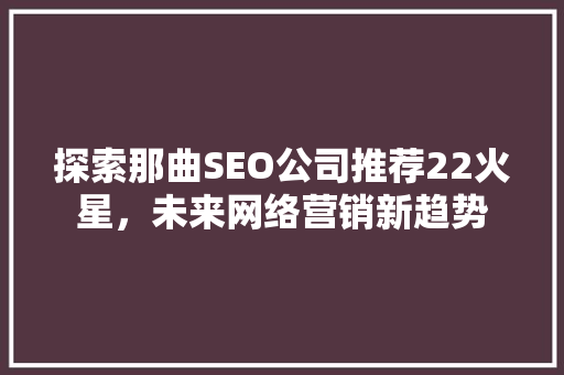 探索那曲SEO公司推荐22火星，未来网络营销新趋势