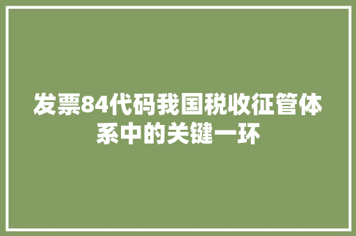发票84代码我国税收征管体系中的关键一环  第1张