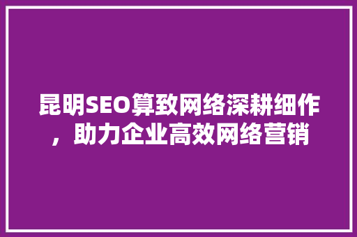 昆明SEO算致网络深耕细作，助力企业高效网络营销