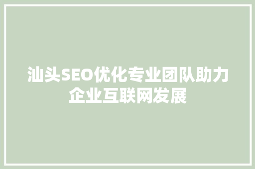 汕头SEO优化专业团队助力企业互联网发展