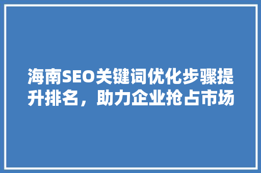 海南SEO关键词优化步骤提升排名，助力企业抢占市场先机