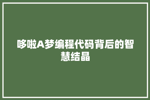 哆啦A梦编程代码背后的智慧结晶