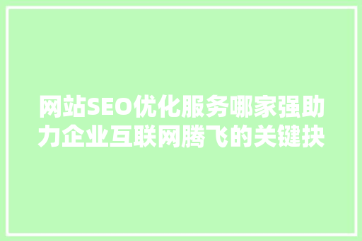 网站SEO优化服务哪家强助力企业互联网腾飞的关键抉择