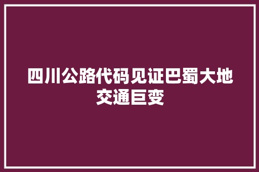 四川公路代码见证巴蜀大地交通巨变