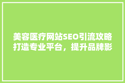 美容医疗网站SEO引流攻略打造专业平台，提升品牌影响力