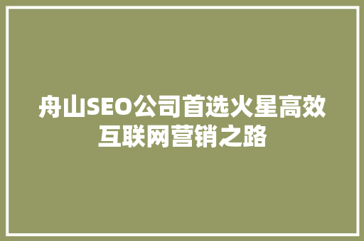 舟山SEO公司首选火星高效互联网营销之路