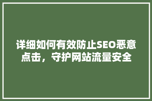 详细如何有效防止SEO恶意点击，守护网站流量安全