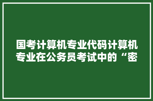 国考计算机专业代码计算机专业在公务员考试中的“密码”
