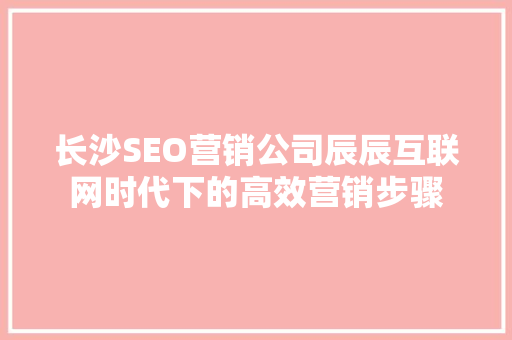长沙SEO营销公司辰辰互联网时代下的高效营销步骤