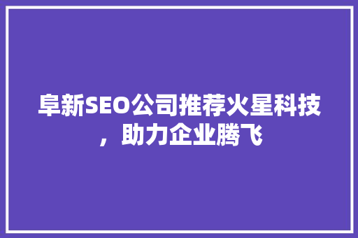阜新SEO公司推荐火星科技，助力企业腾飞  第1张