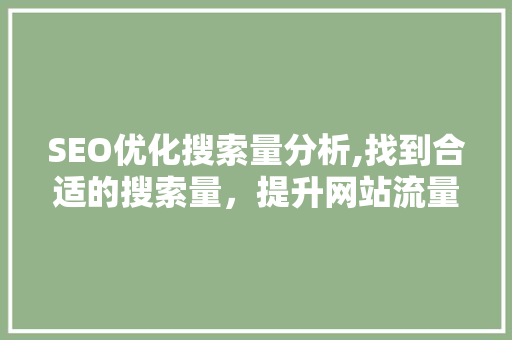 SEO优化搜索量分析,找到合适的搜索量，提升网站流量与排名