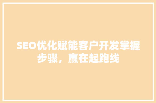 SEO优化赋能客户开发掌握步骤，赢在起跑线