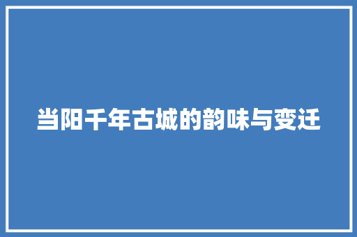 当阳千年古城的韵味与变迁