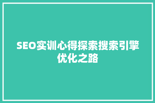 SEO实训心得探索搜索引擎优化之路