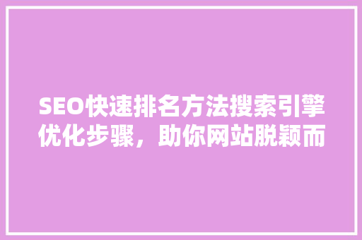 SEO快速排名方法搜索引擎优化步骤，助你网站脱颖而出