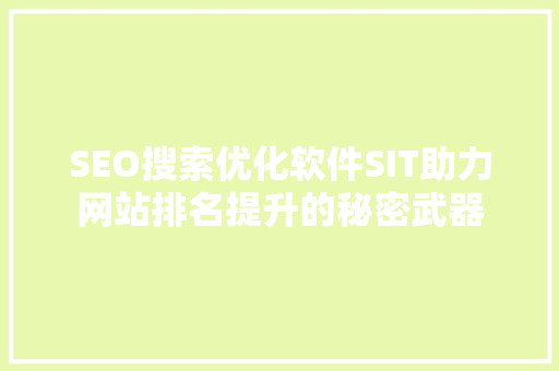 SEO搜索优化软件SIT助力网站排名提升的秘密武器