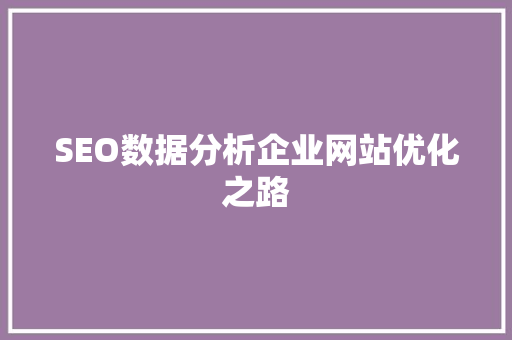 SEO数据分析企业网站优化之路