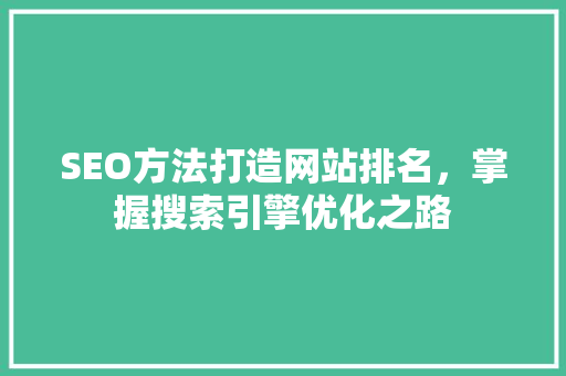 SEO方法打造网站排名，掌握搜索引擎优化之路