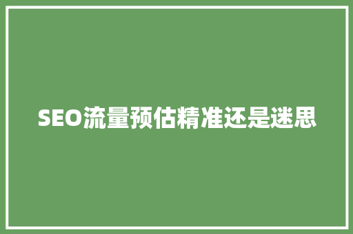 SEO流量预估精准还是迷思