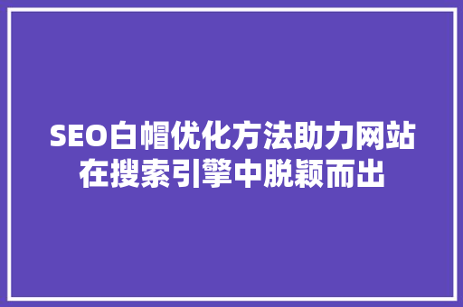 SEO白帽优化方法助力网站在搜索引擎中脱颖而出