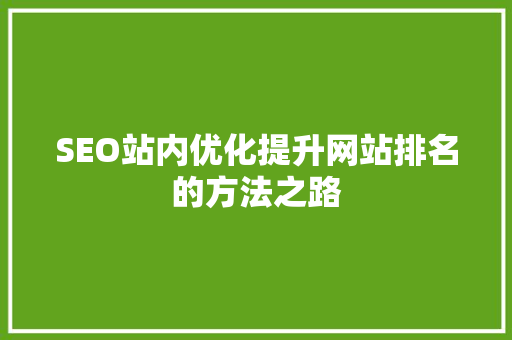 SEO站内优化提升网站排名的方法之路