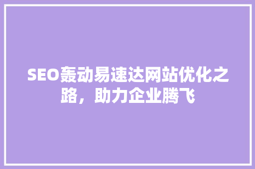 SEO轰动易速达网站优化之路，助力企业腾飞