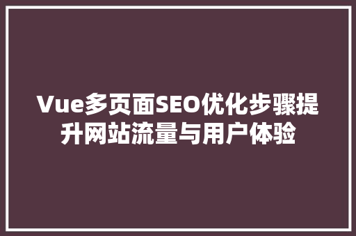 Vue多页面SEO优化步骤提升网站流量与用户体验
