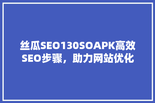 丝瓜SEO130SOAPK高效SEO步骤，助力网站优化