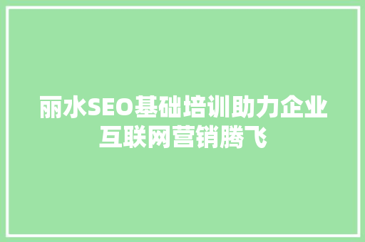 丽水SEO基础培训助力企业互联网营销腾飞
