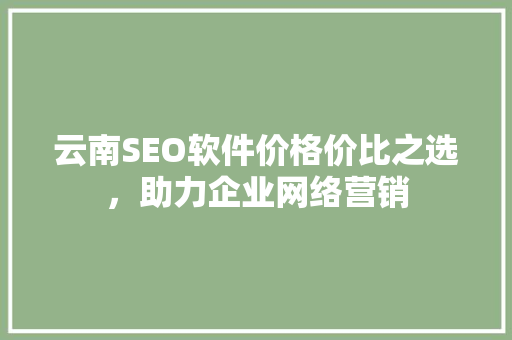 云南SEO软件价格价比之选，助力企业网络营销