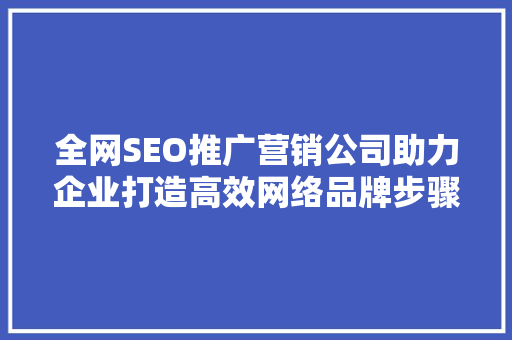 全网SEO推广营销公司助力企业打造高效网络品牌步骤