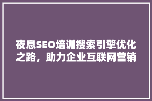 夜息SEO培训搜索引擎优化之路，助力企业互联网营销