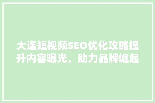 大连短视频SEO优化攻略提升内容曝光，助力品牌崛起