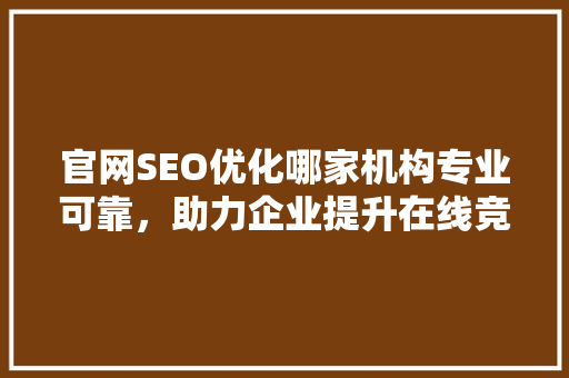 官网SEO优化哪家机构专业可靠，助力企业提升在线竞争力