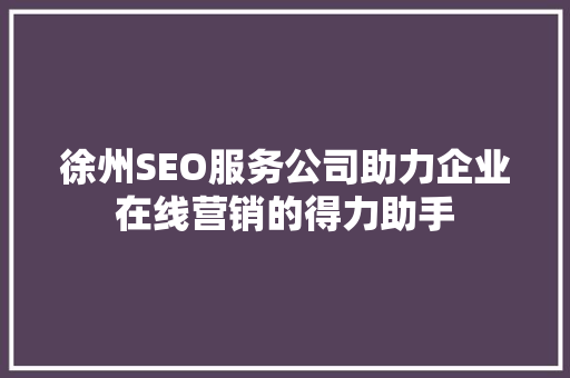 徐州SEO服务公司助力企业在线营销的得力助手