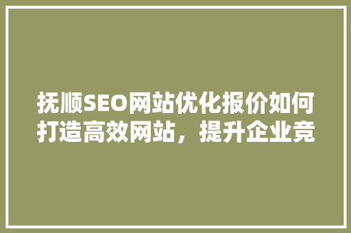 抚顺SEO网站优化报价如何打造高效网站，提升企业竞争力
