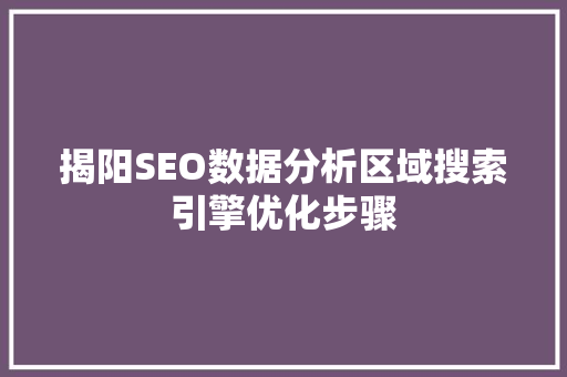 揭阳SEO数据分析区域搜索引擎优化步骤